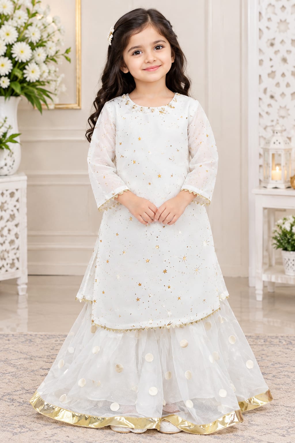 Floral White Fancy Shadi Sharara