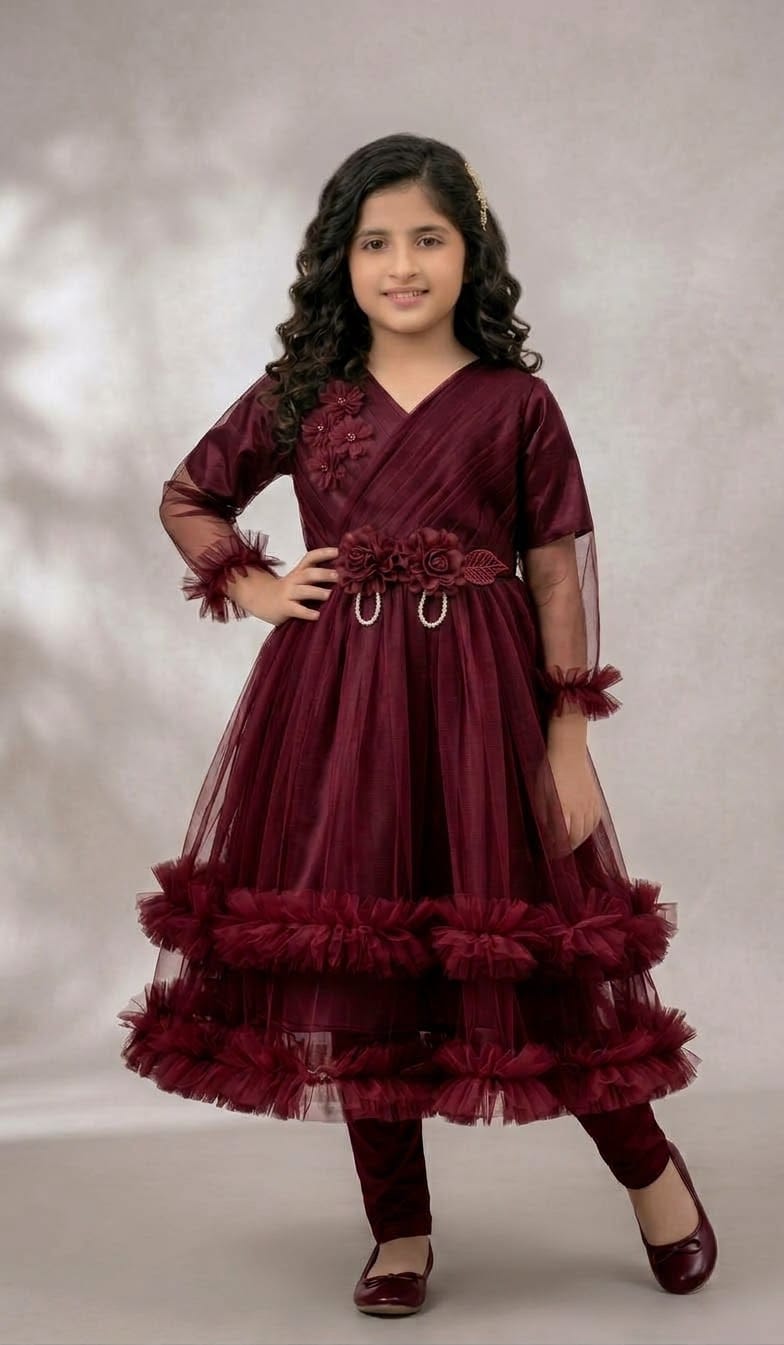 Floral Fancy Meroon Frock