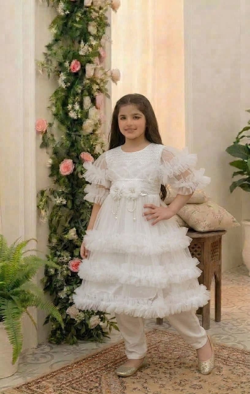 Shadi Fancy White Frock
